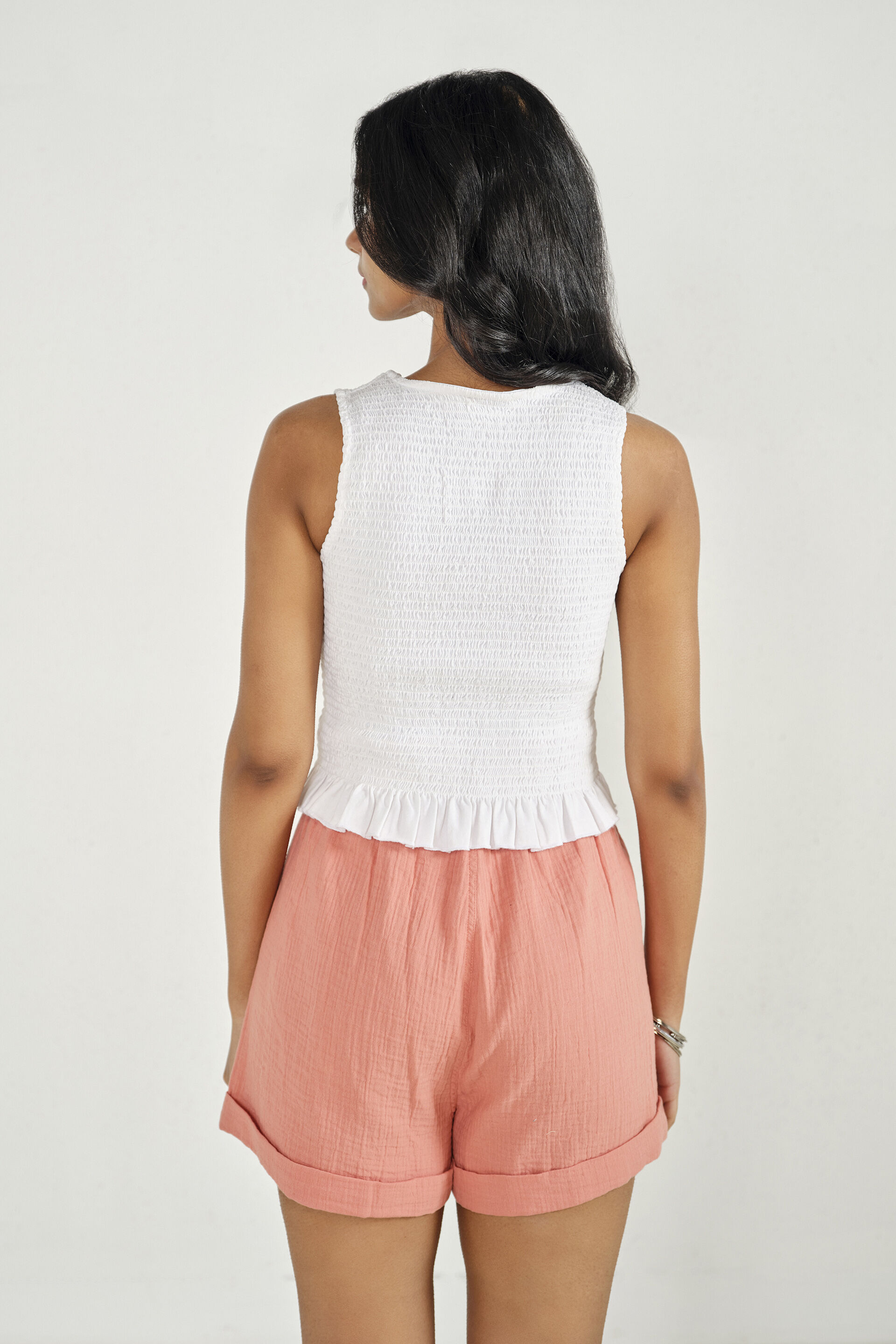 White Smocked Crop Top, Off White, image 5
